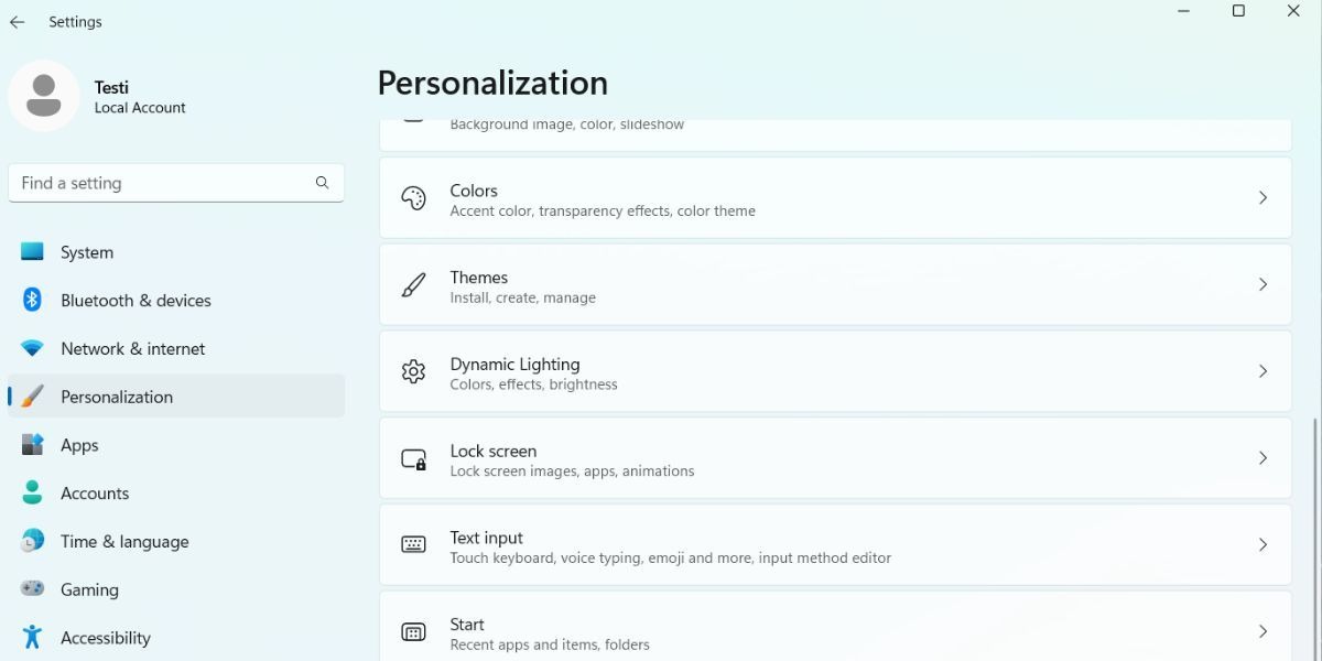 پیکربندی Dynamic Lighting در ویندوز 11