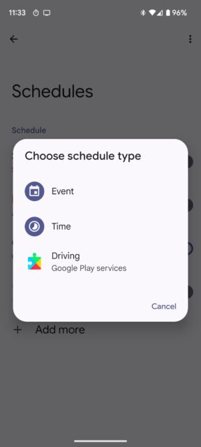 افزودن گزینه Driving به Schedules در Do Not Disturb