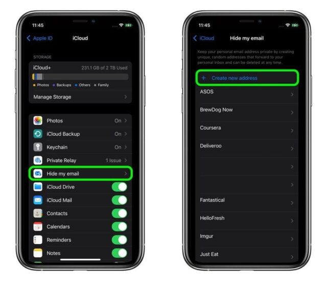 نحوه ساختن آدرس مخفی Hide My Email در iOS 15