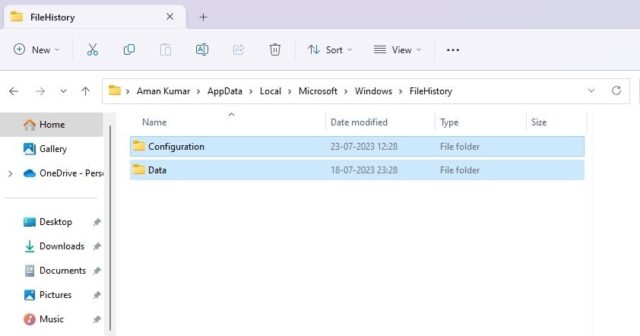 پوشه FileHistory در File Explorer