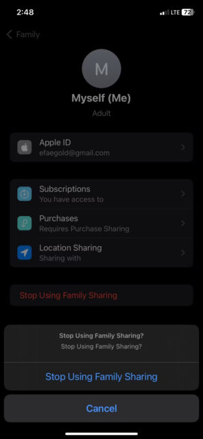 Stop Using Family Sharing