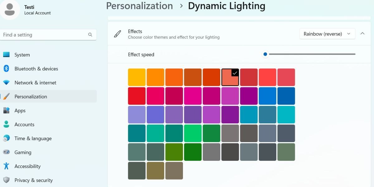 پیکربندی Dynamic Lighting در ویندوز 11
