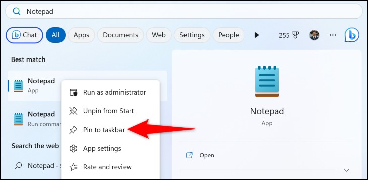 'Pin to Taskbar' را انتخاب کنید.