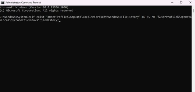 بازنشانی دستور تاریخچه فایل در Command Prompt