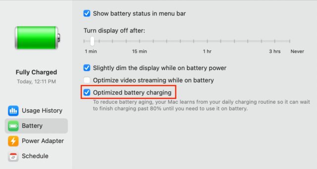 ویژگی بهینه شارژ باتری در مک