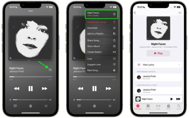 مشاهده مشخصات آهنگ در Apple Music