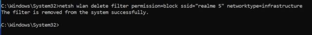 برای رفع انسداد شبکه Wi-Fi با استفاده از خط فرمان ویندوز، فیلتر مسدود شده را حذف کنید.