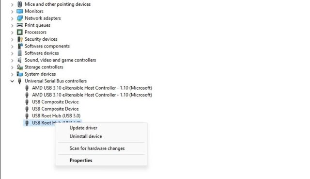 درایور USB Root Hub در Device Manager