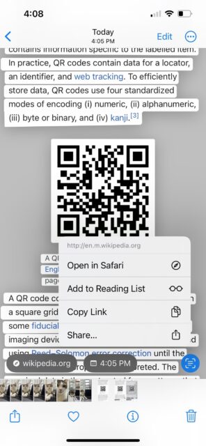 تشخیص کد qr متن زنده آیفون