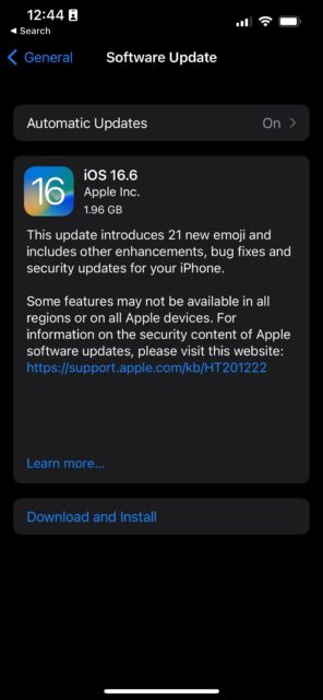 اطلاعات به روز رسانی نرم افزار در iOS برای iOS 16.6