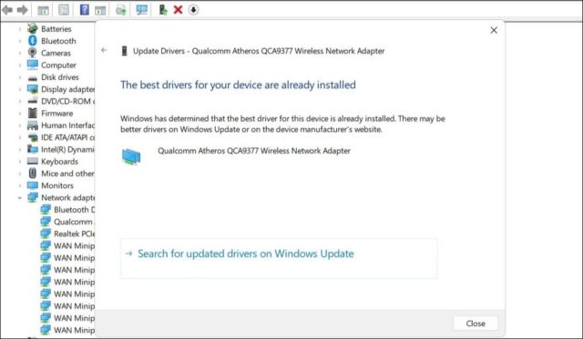 درایور به روز شده آداپتور شبکه را در Windows Update جستجو کنید