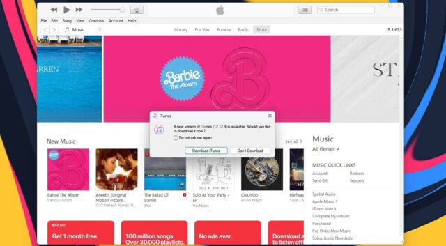 به روز رسانی iTunes در رایانه شخصی ویندوز نشان داده می شود