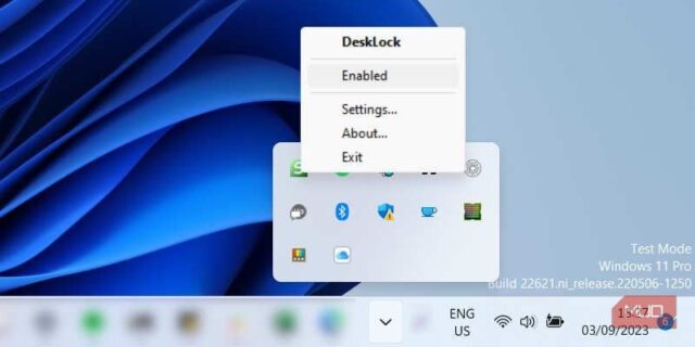 فعال کردن DeskLock در سینی سیستم