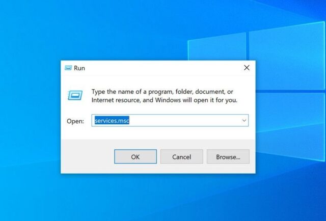 گفتگوی Windows Services را اجرا کنید