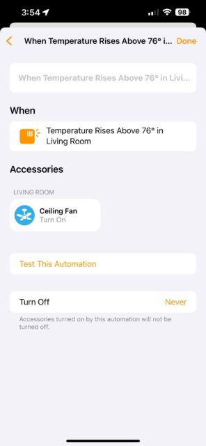 نحوه ایجاد اتوماسیون Temperature and Humidity در برنامه Apple Home آیفون