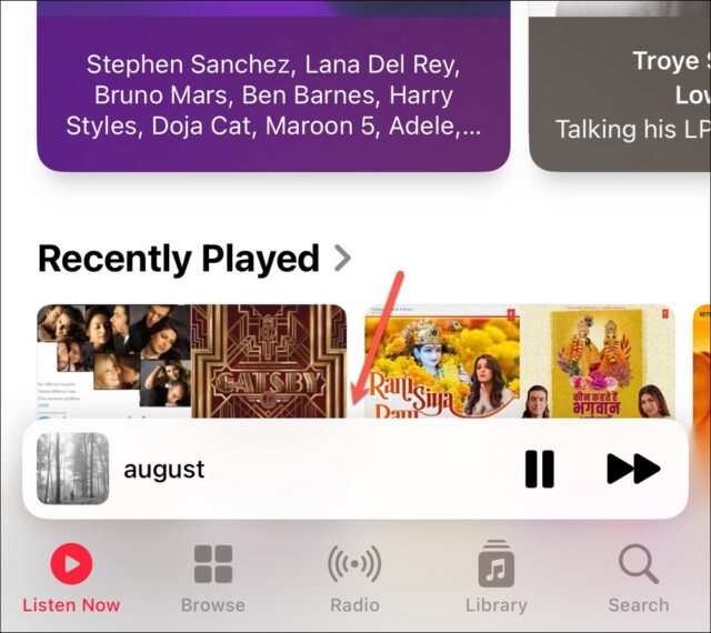 نحوه دیدن اطلاعات آهنگ در Apple Music آیفون