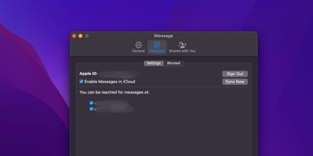 تب تنظیمات iMessage در macOS
