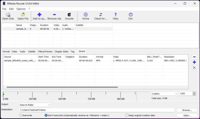 کد XMedia Recode MKV به Mp4 مبدل