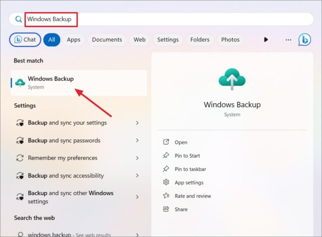 پشتیبان گیری از دستگاه با برنامه Windows Backup