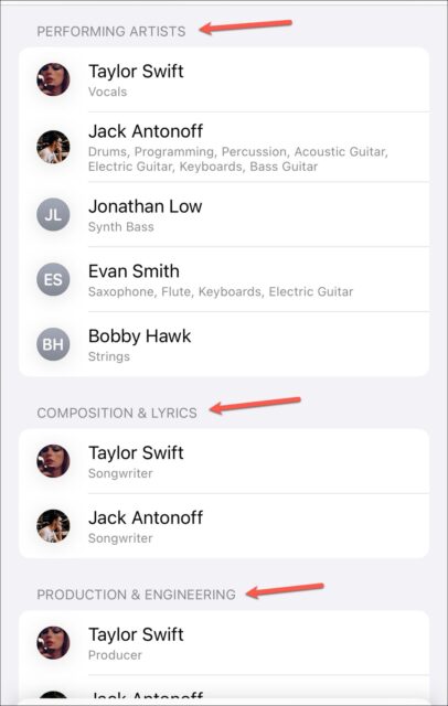 نحوه دیدن اطلاعات آهنگ در Apple Music آیفون
