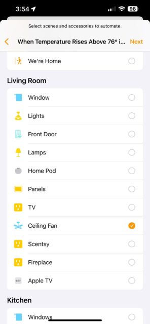 نحوه ایجاد اتوماسیون Temperature and Humidity در برنامه Apple Home آیفون