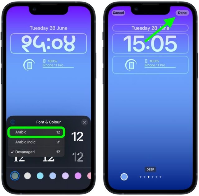 روش تنظیم ساعت صفحه قفل با اعداد عربی در iOS 16