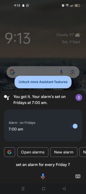 زنگ هشدار با Google Assistant