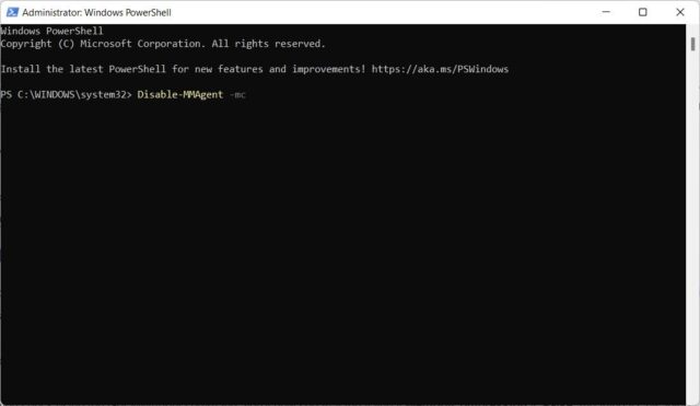 غیرفعال کردن فشرده سازی حافظه در PowerShell.