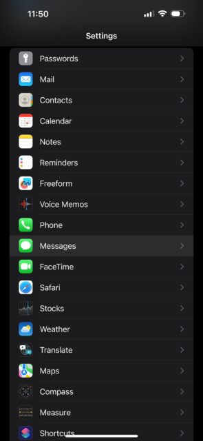 منوی تنظیمات iOS با برجسته کردن پیام‌ها