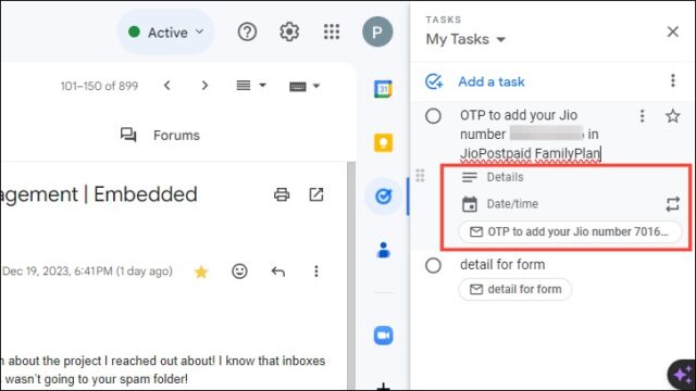 روش افزودن مستقیم ایمیل از Gmail به Google Tasks در ویندوز 11