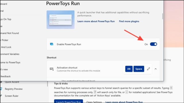 Enable PowerToys Run