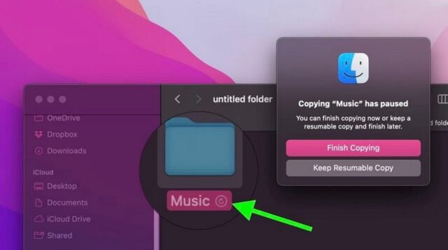 نحوه توقف کپی فایل و از سرگیری آن در مک