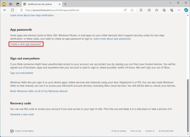 Create a new app password