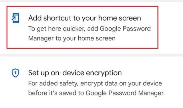 روش افزودن Google Password Manager به صفحه اصلی اندروید