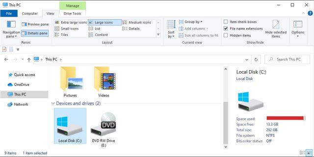 اسکرین شات نحوه یافتن پنل جزئیات را در تنظیمات این کامپیوتر در ویندوز 10 نشان می دهد