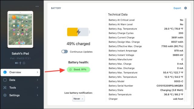 چگونه Battery Health آیپد را چک کنیم