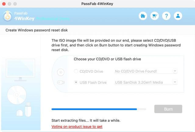 فرآیند رایت PassFab 4WinKey
