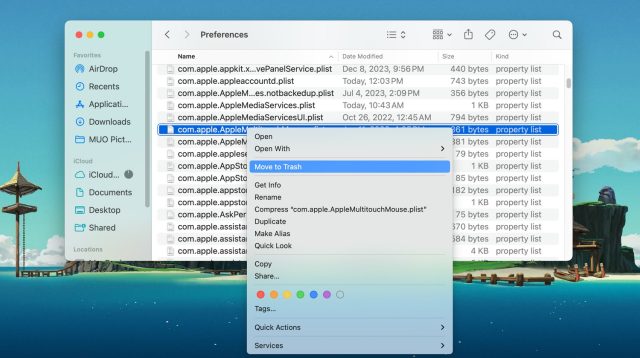 حذف فایل های PLIST در Finder