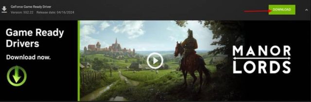 گزینه دانلود در برنامه GeForce Experience.