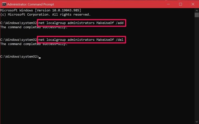 تغییر نوع حساب با Command Prompt