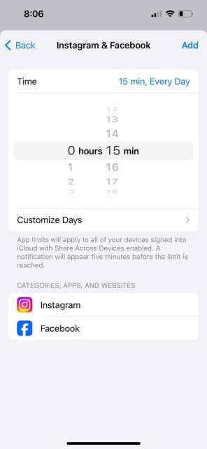 تنظیمات Screen Time