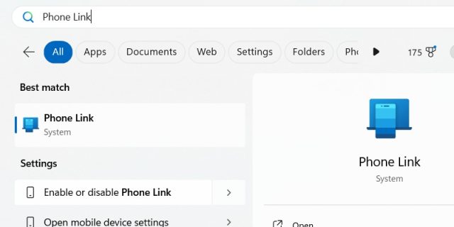 باز کردن برنامه Phone Link در ویندوز.