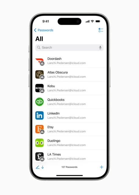 اپلیکیشن رمزهای عبور iOS 18