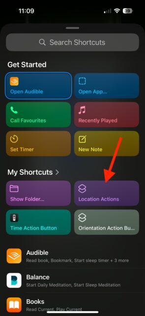 میانبر Location Actions را در تنظیمات Action Button در آیفون انتخاب کنید.
