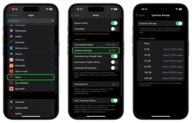نحوه تنظیم میزان فضای ذخیره Apple Music در آیفون