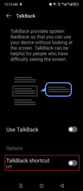  تنظیمات > دسترس‌پذیری > TalkBack
