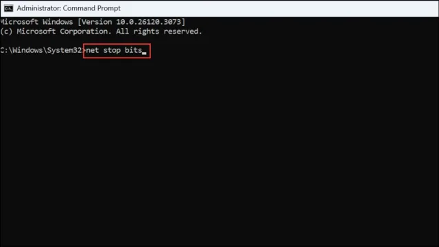 net stop bits
net stop wuauserv
net stop cryptSvc
net stop msiserver