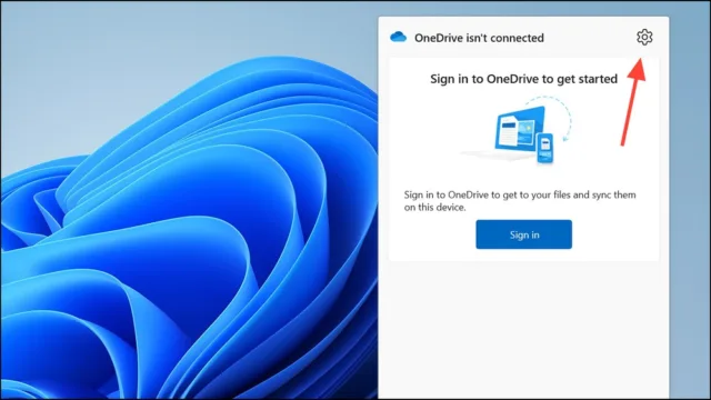 در منوی OneDrive، روی آیکون چرخ‌دنده ("Settings") کلیک کنید