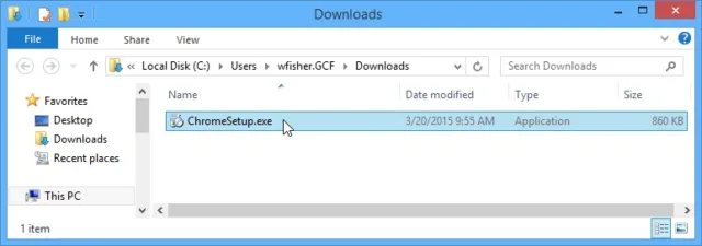 فایل .exe را پیدا کنید و روی آن دوبار کلیک کنید.