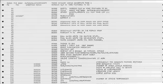بیل گیتس سورس کد Altair BASIC را منتشر کرد